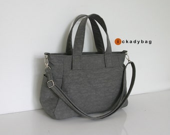 SALE - Small Gray Handbag  Water- resistant Nylon Bag with Side ...