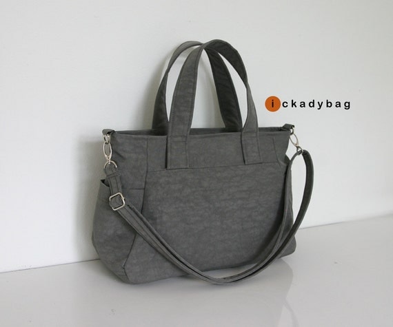 Items similar to SALE - Small Gray Handbag / Water-resistant Nylon Bag ...