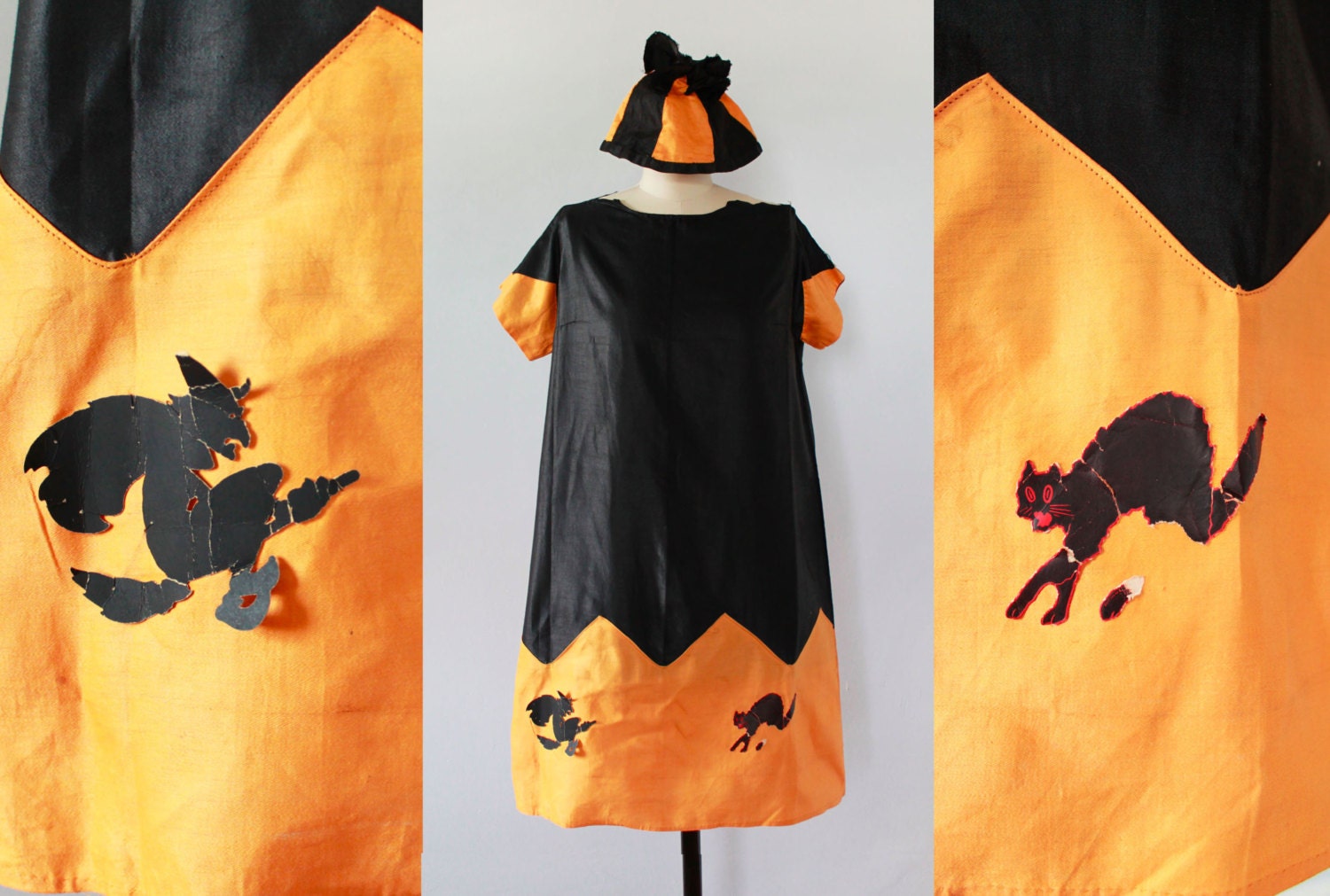 RESERVED Antique Halloween Costume / Hat and Dress / WITCHES