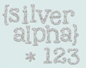 Silver Glitter Alphabet, glitter alpha clip art images, commercial use- Instant Download Il_170x135