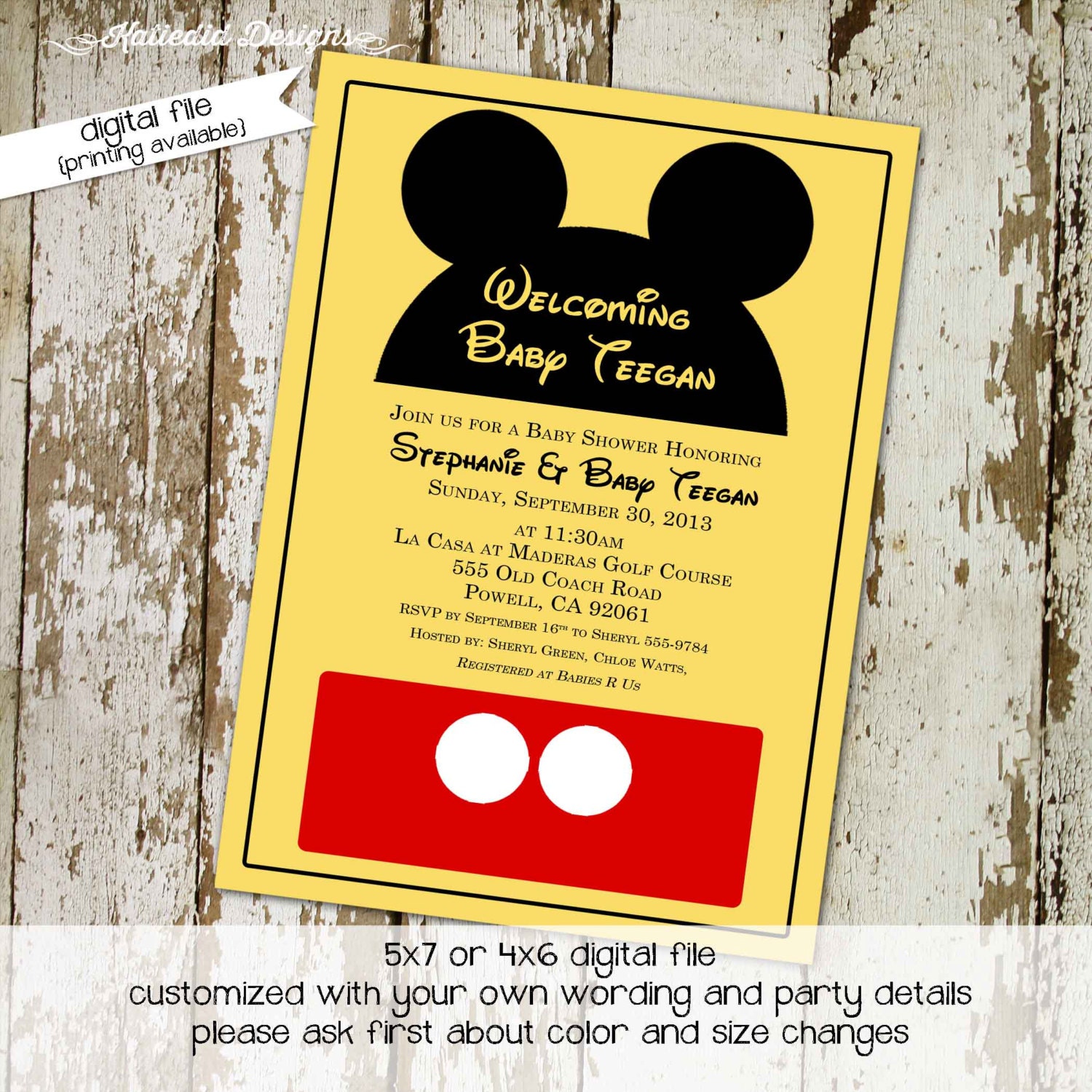 mickey mouse birthday invitation disney themed baby shower