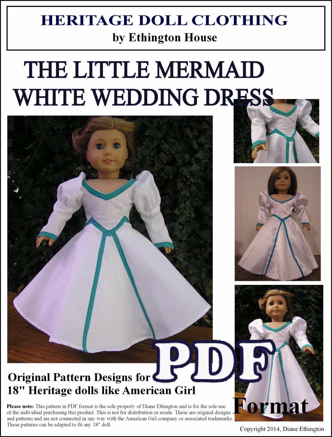 The Little  Mermaid Wedding  Dress  Pattern  for American Girl 