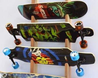 Skateboard Longboard Wall Rack Mount -- Holds 5 boards