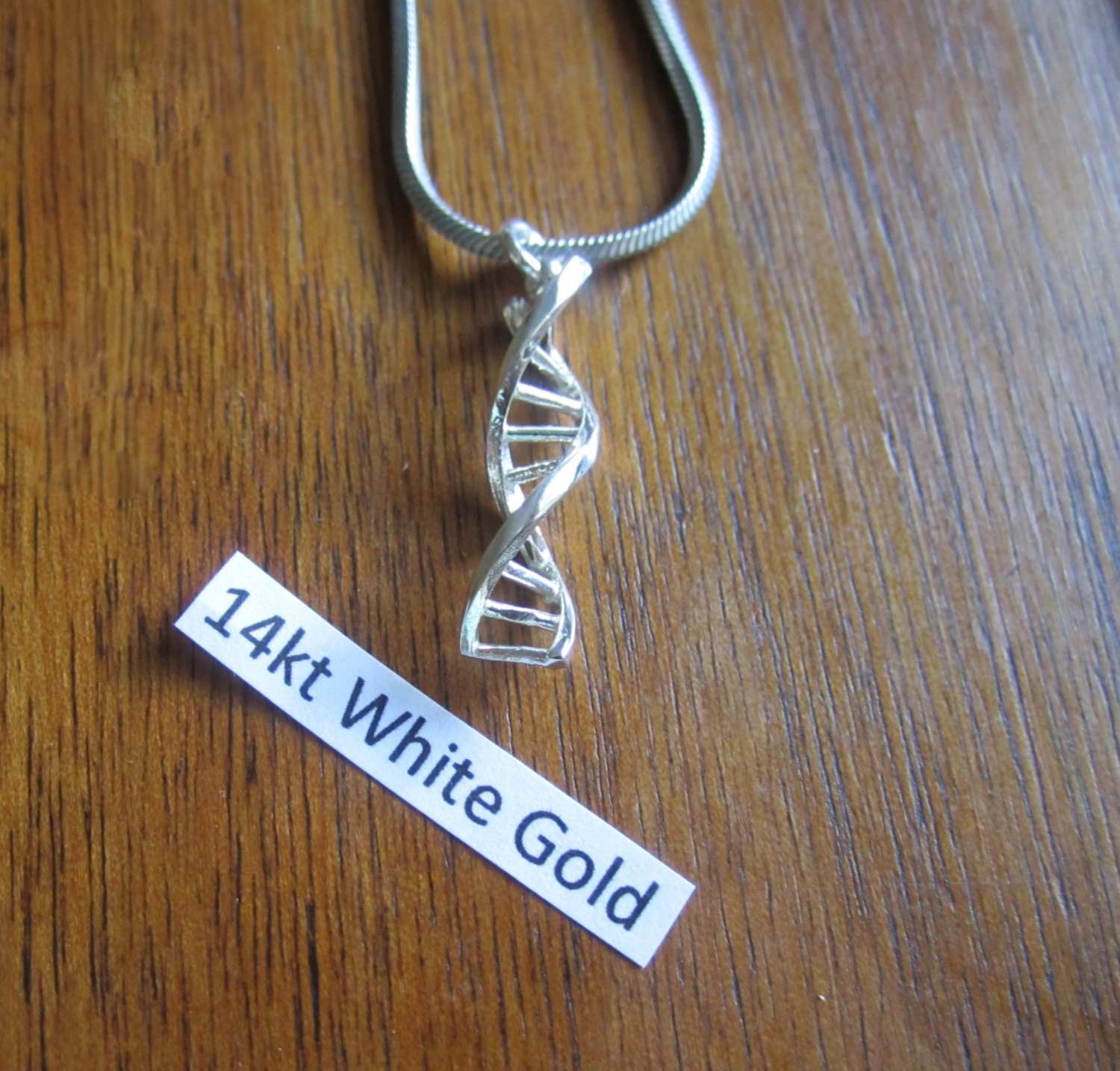 White Gold DNA pendant gift for science 14kt by TheresaPytell