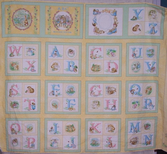 Beatrix Potter Fabric Peter Rabbit Soft Book Quilt by NsewFabrics