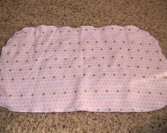 Pink and Brown Dotted Burp Cloth with Minky Back