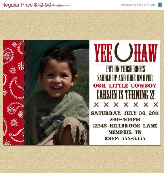 10% OFF SALE Yee-Haw Boy Western Birthday Invitation - Any Age Il_570xn