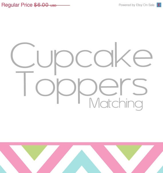10% OFF SALE Matching Cupcake Topper/Favors Tags Il_570xn