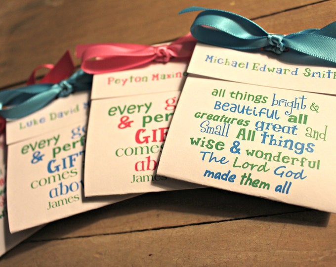 Subway Art Tea Favors ~ Baptism or First Communion or Christening Favors for Boys or Girls