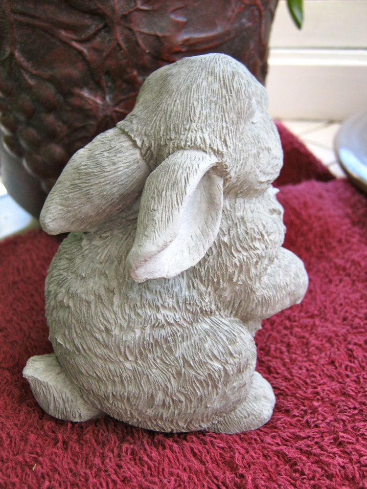 Rabbit Statue Petite Concrete Happy Bunny by WestWindHomeGarden
