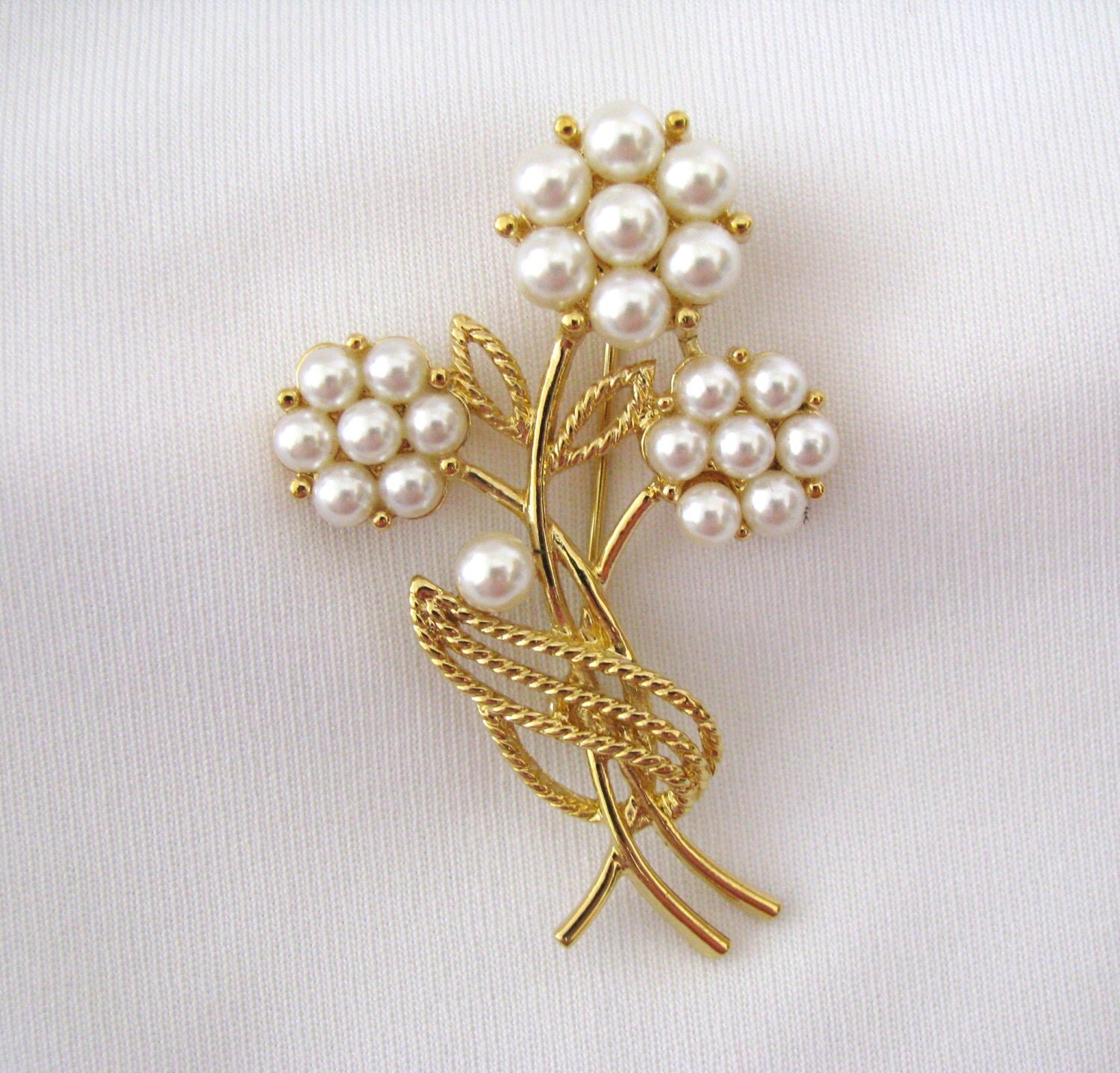 Napier Faux Pearl Pin Brooch Flower Bouquet Haute Juice