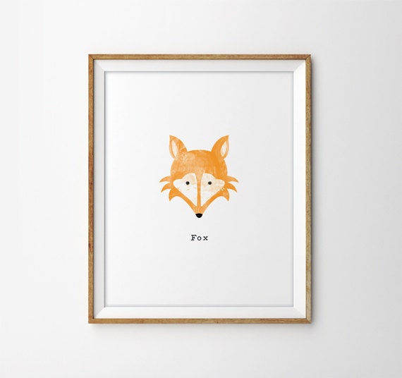 Children's Fox Wall Print - Watercolour Detail Il_570xn