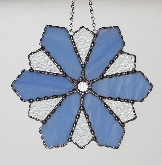 Christmas Holiday Stained Glass Suncatcher Winter Icy