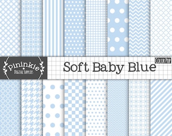 Baby Blue Digital Paper - New Baby Boy Digital Paper - Instant Download - Commercial Use CU - blue chevron, blue polka dots, bl