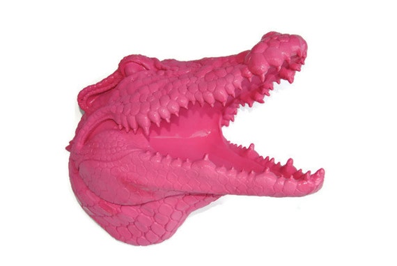 Faux Taxidermy - Hot Pink Fake Alligator - Wall Mount - Unique Fake Crocodile A16