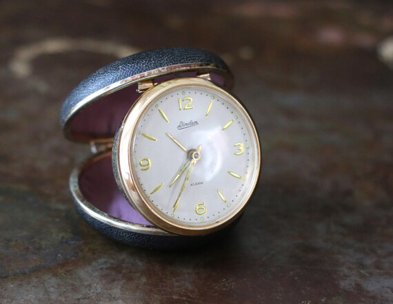 Vintage Linden Round Compact Travel Alarm Clock by VintageCrack