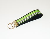 Key Fob - School Colors - Green Black White - Stocking Stuffer - Teacher Gift - Gift Under 10