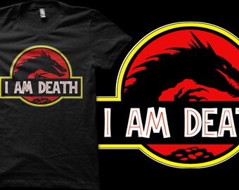 The Hobbit Desolation of Smaug Jurassic Park Logo "I Am Death" T-shirt - Unisex or Ladies Fit T-shirts
