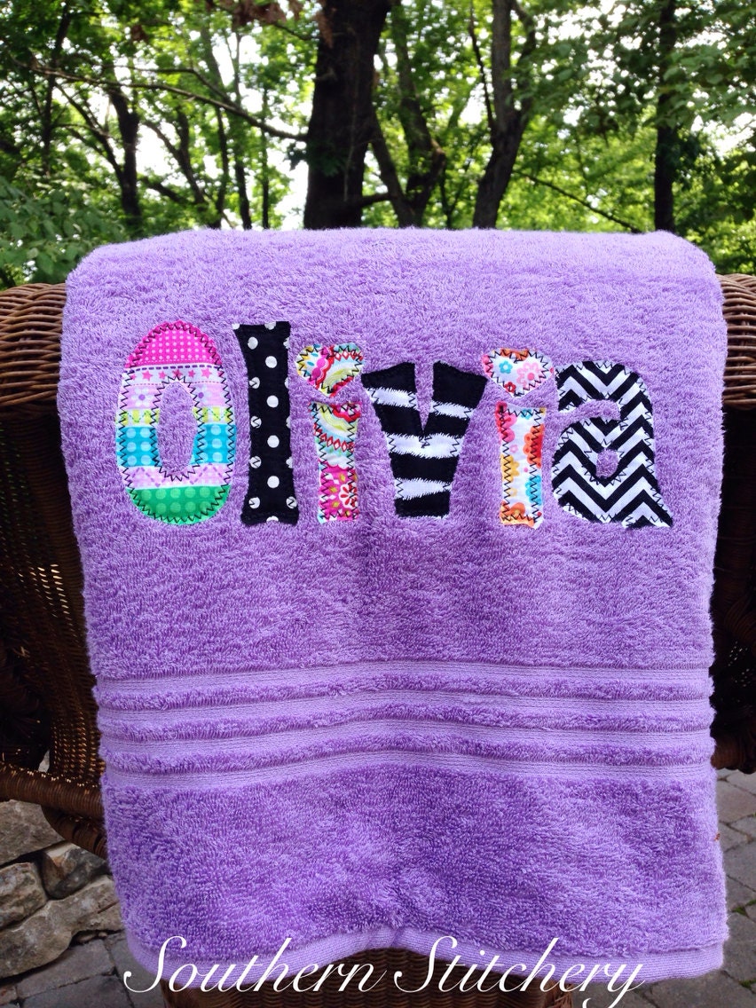 Applique Name Towel Personalized Bath Towel Great Gift for