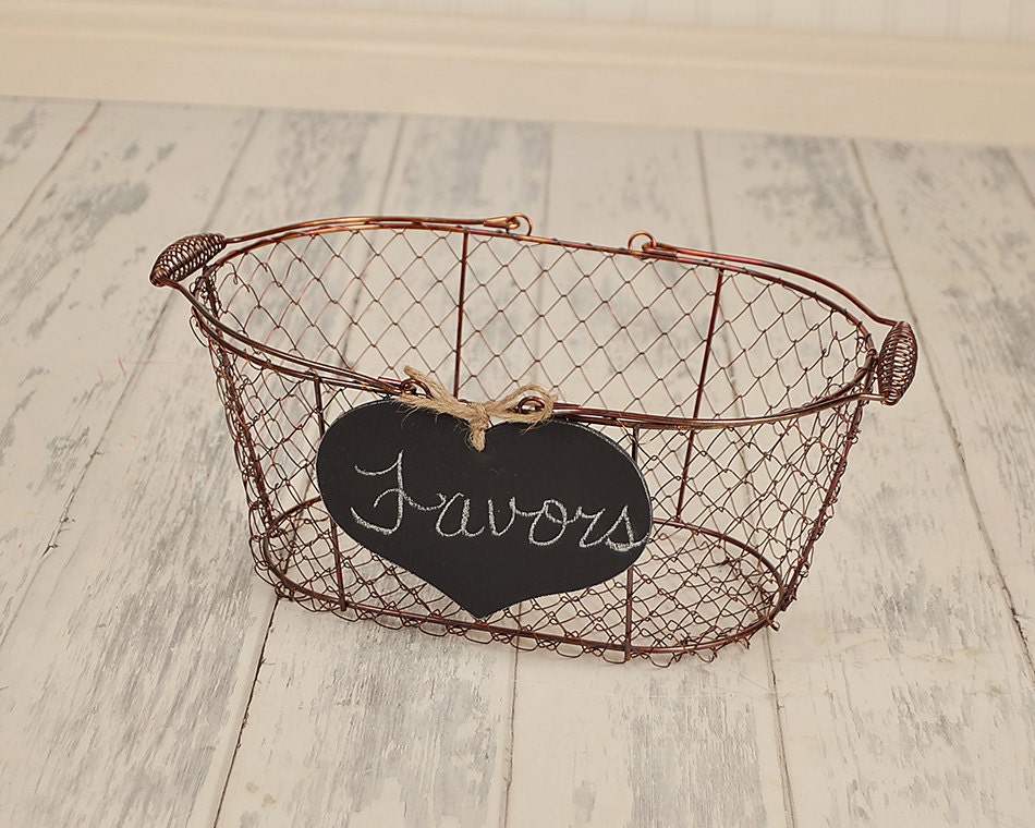 Large Chalkboard Heart WITH WIRE BASKET- Ready to Ship