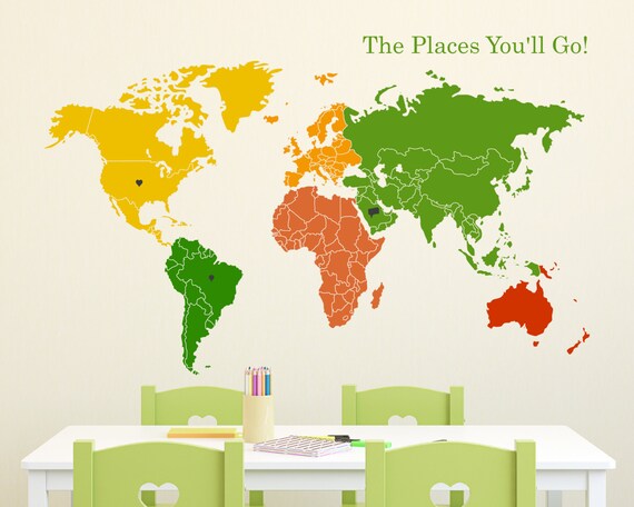 World map continents no labels