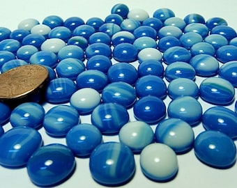 Kiln Formed Streaked Blue and White Glass Bubbles100 Pieces (B641)