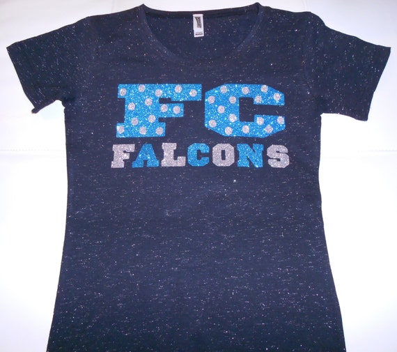 Custom Sparkle T-shirt with Glitter Team Logo with Polka Dots