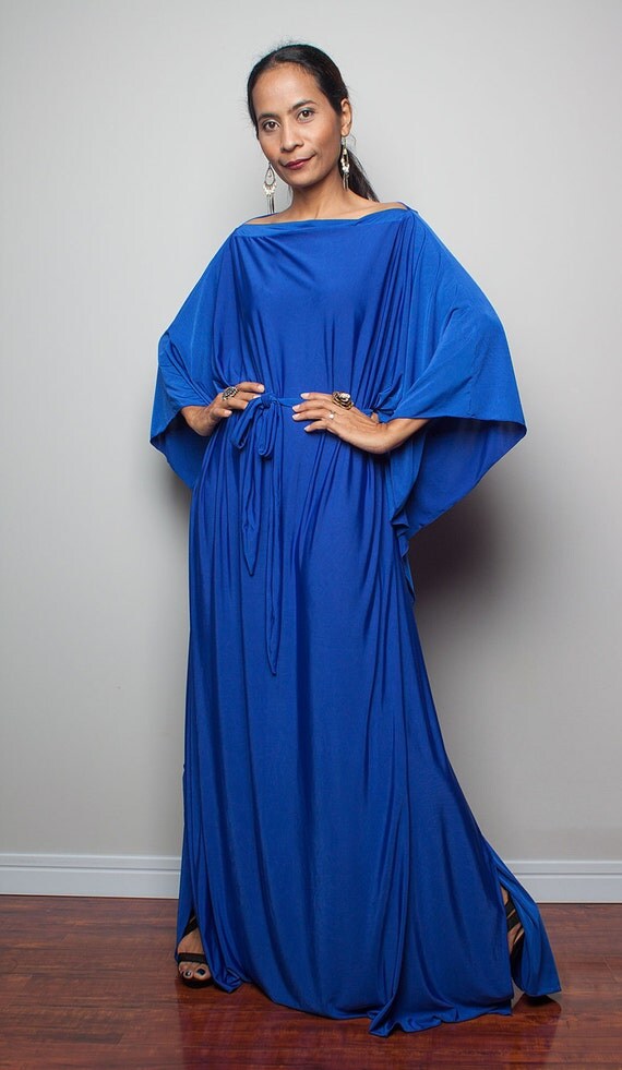 Royal Blue Maxi Dress Long Wide Sleeve Blue Dress : Funky