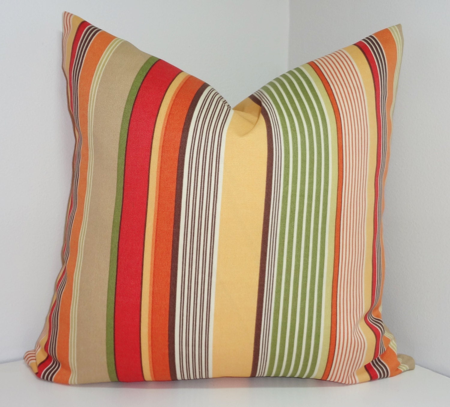 OUTDOOR Stripe Pillow Cover Orange Yellow Green Stripe Pillow