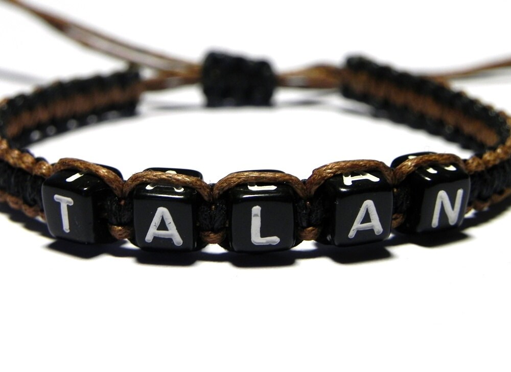 Men's Personalized Bracelet Name Bracelet Black Cord