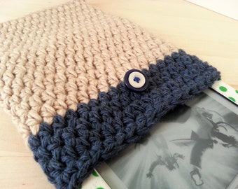 Crocheted eBook Cover in Blue & Beige