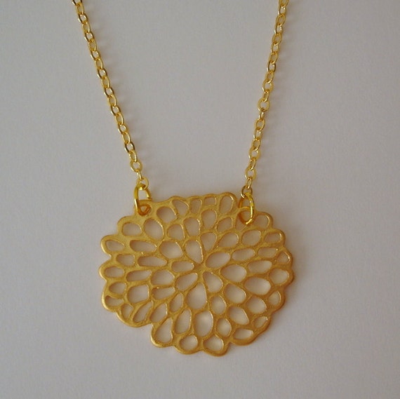Chrysanthemum Necklace Gold Flower Pendant Gift for her