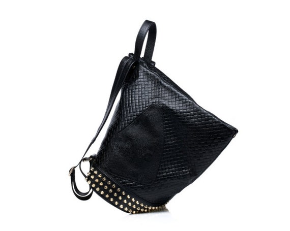 black studded slouch bag