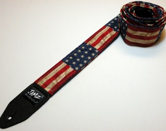 STARS & STRIPES handmade double padded guitar strap - America - Patriotic - American Flag