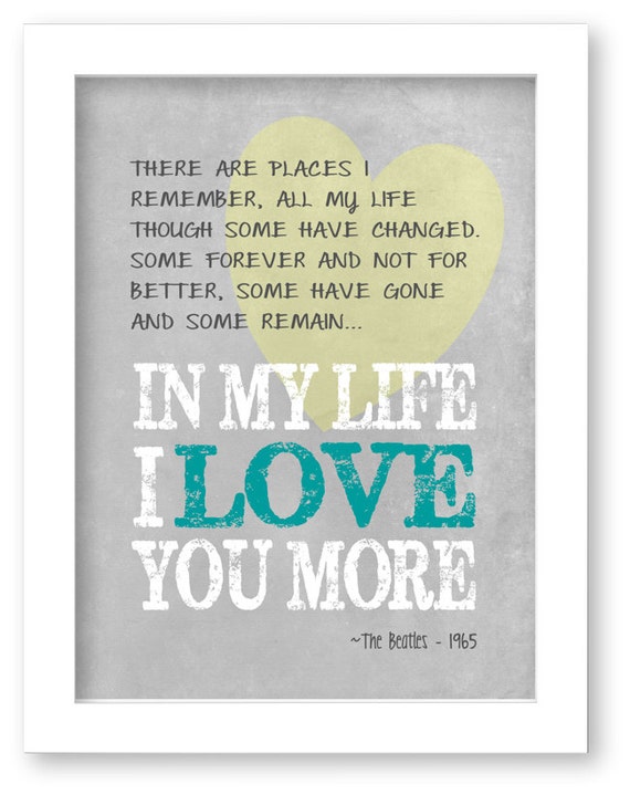 In my life Beatles lyrics art print music art by DIGIArtPrints