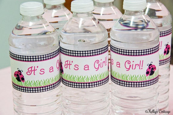 Ladybug Baby Shower Water Bottle Wraps, Instant Download, Printable, Digital Il_570xn