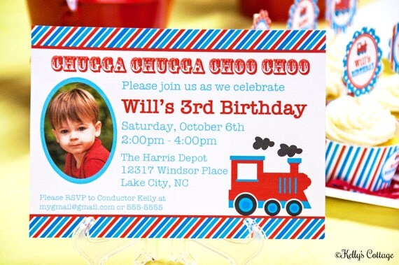Vintage Train Photo Birthday Party Invitation.... Custom, Printable, Digital Il_570xn