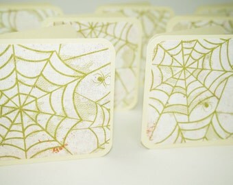 Halloween Cards, Mini Cards 3x3 Halloween Cards, Spider Cards, Spider Web Cards, Creepy Crawly Cards, Spider Halloween Cards, Square Cards