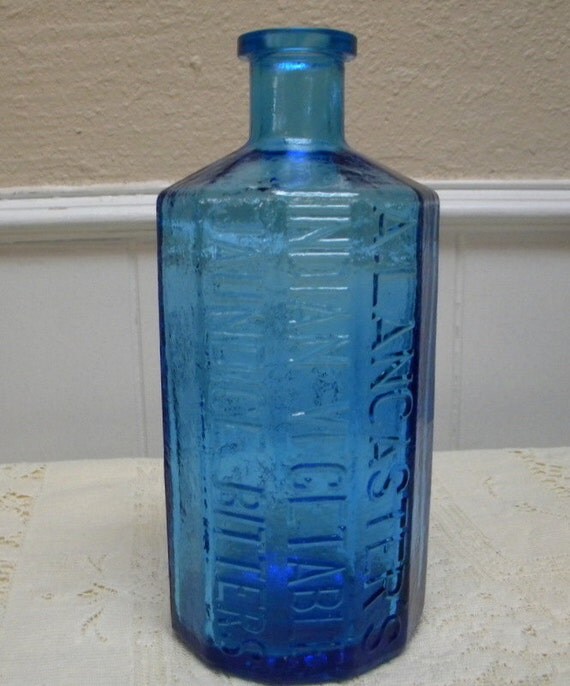 Wheaton blue bitters bottle large blue glass bottle