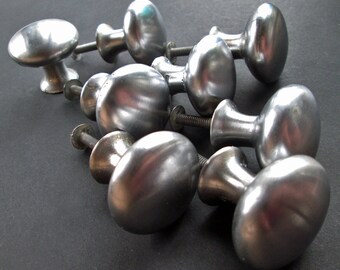Brushed Steel Look Kitchen Drawer Pulls Set of 8 Knobs Vintage Hardware