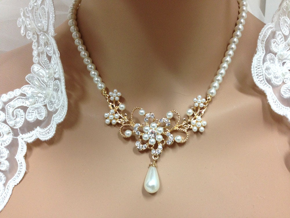 Bridal jewelry set Bridal back drop necklace earrings