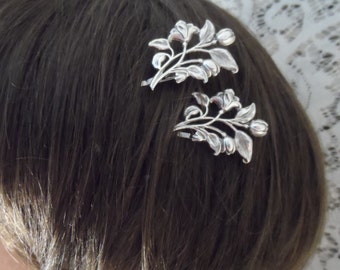 FLOWER bobby pins silver hair pins Victorian hair accessories floral bobby pin victorian hair jewelry wedding accessories bridal accessories