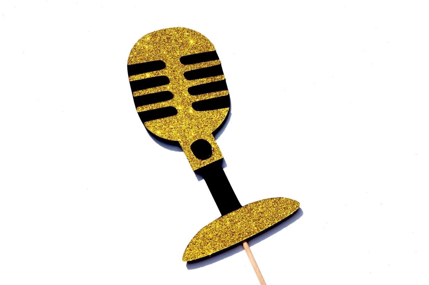 Photo Booth Props GLITTER Vintage Microphone Gold