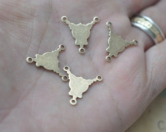 FOUR brass rosary centerpieces, oxidized brass