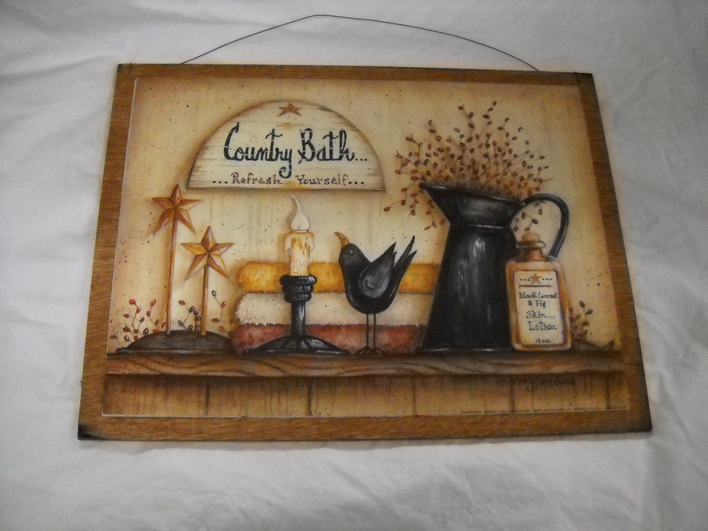 Crow Country bath Refresh yourself wooden bathroom wall art
