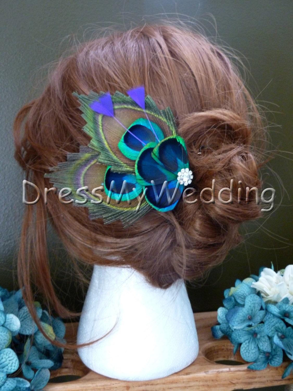 Peacock feather hair clips customizable SALE