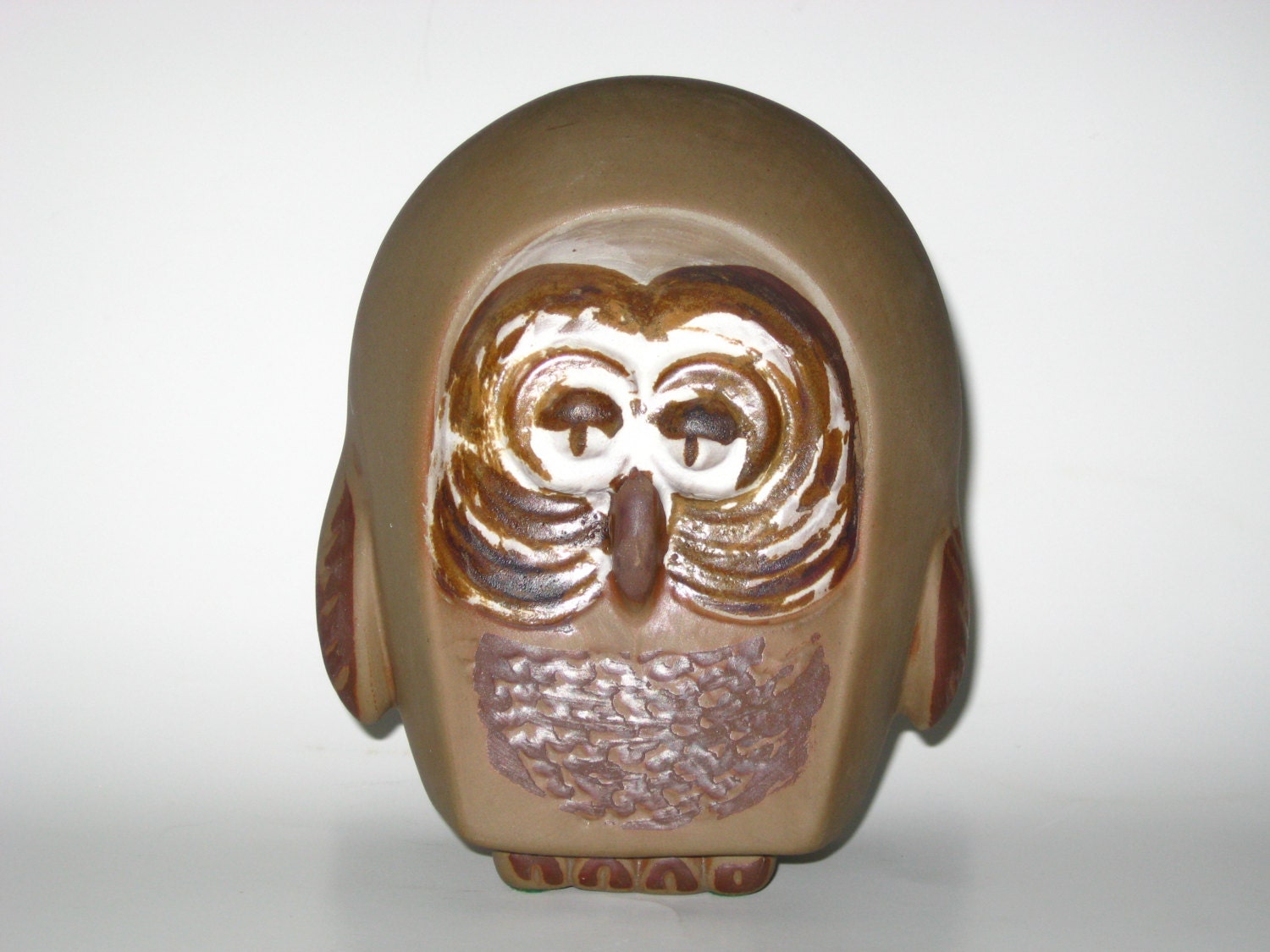JARU Pottery Owl Figure Mid Century Modern California Bisque