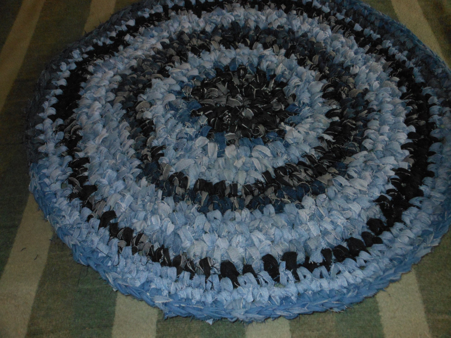 Denim Crochet Round Upcylced Rag Rug by melmac84 on Etsy