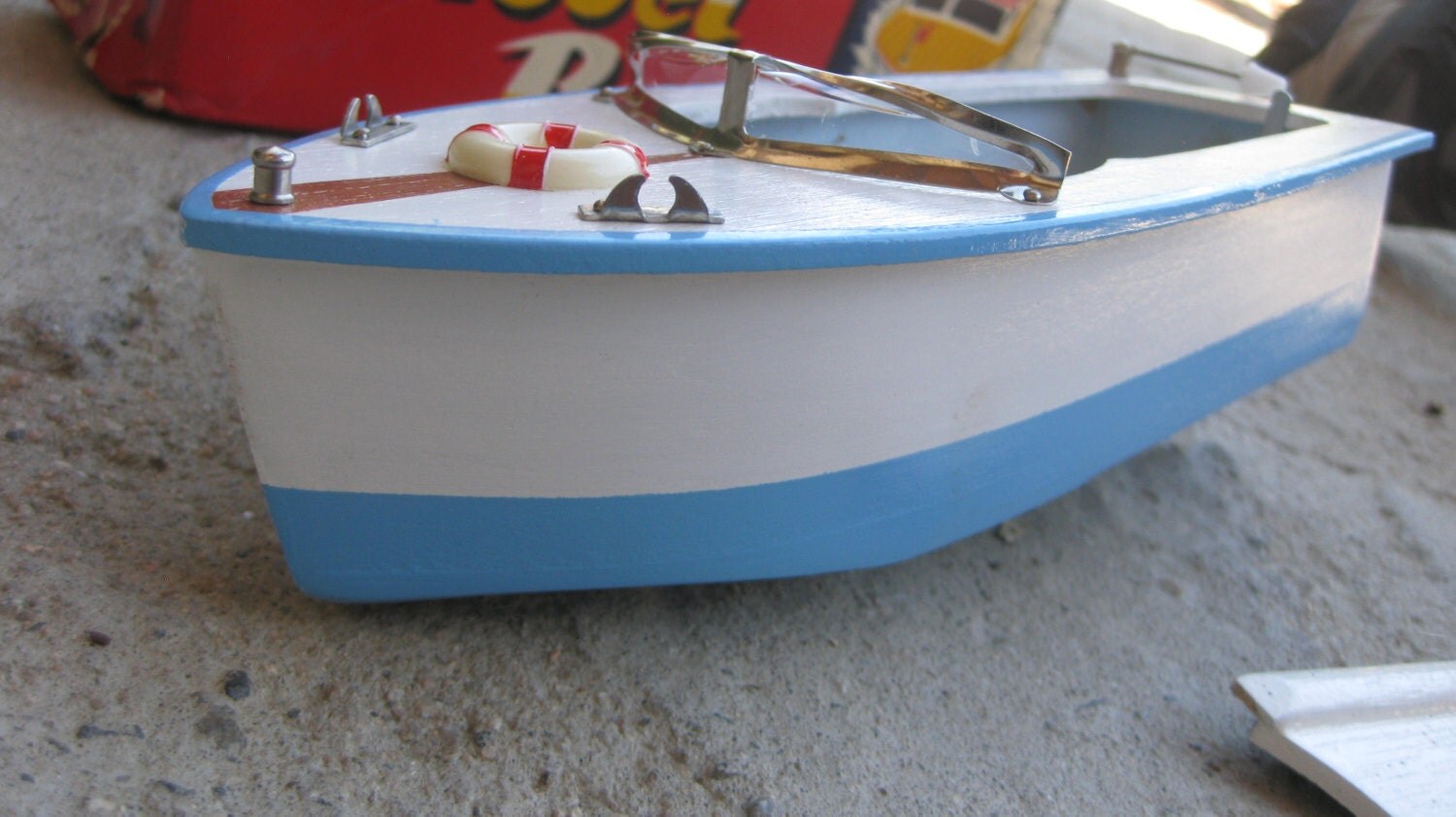 Vintage Union Wooden Battery Powered Model Boat / Original Box