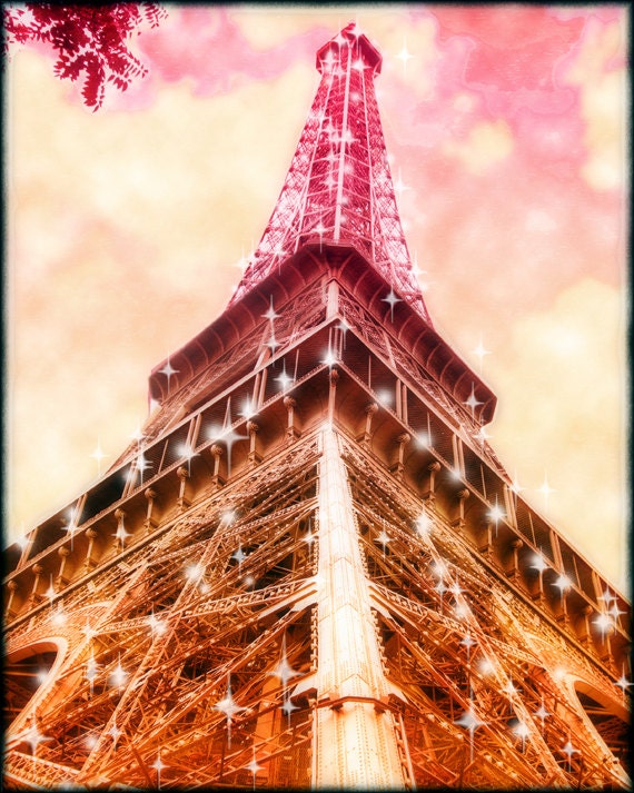 Eiffel Tower Canvas Wall Art Pink Paris Canvas Art Print